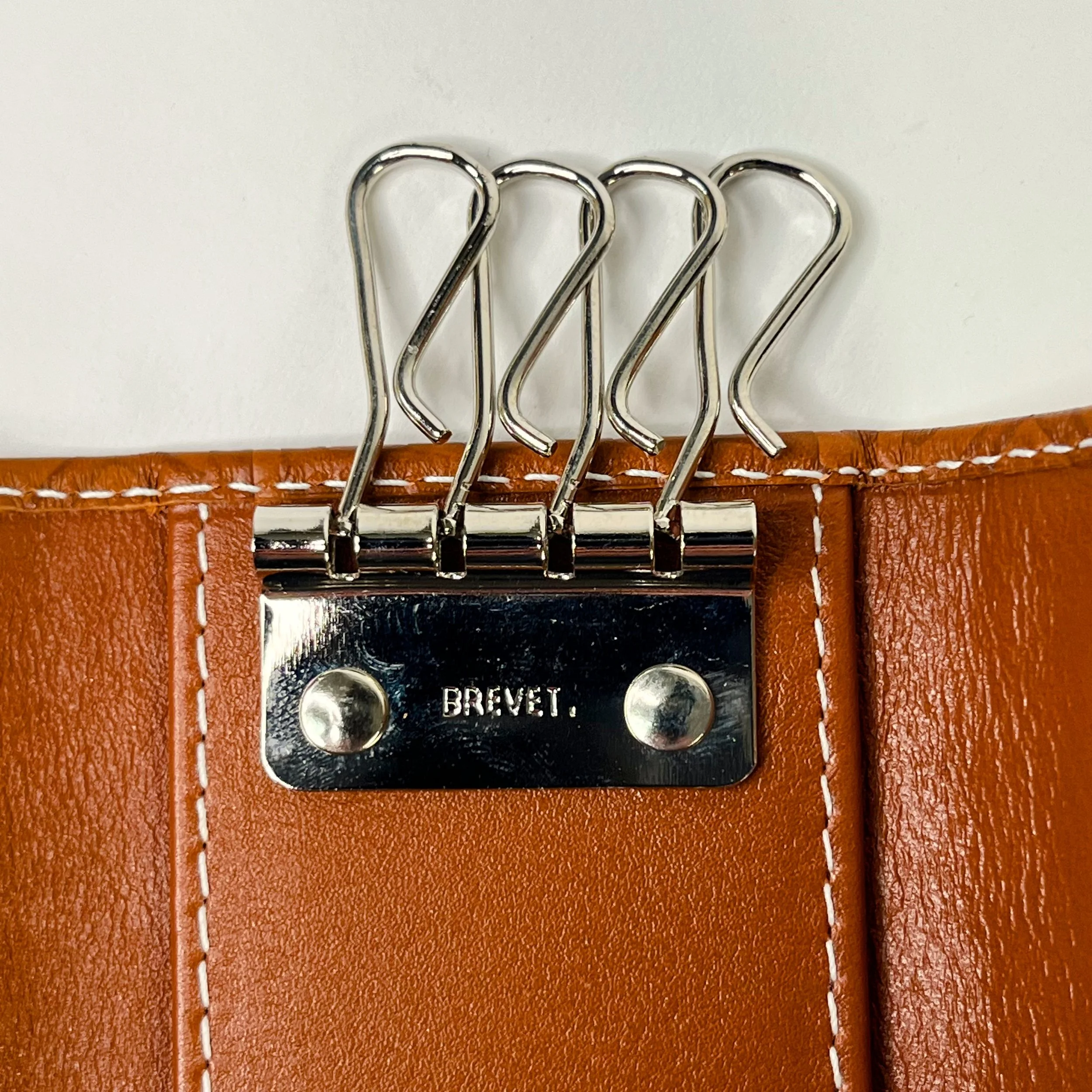 Rolex Brown Embossed Leather Key Holder with Crown Motif & Snap